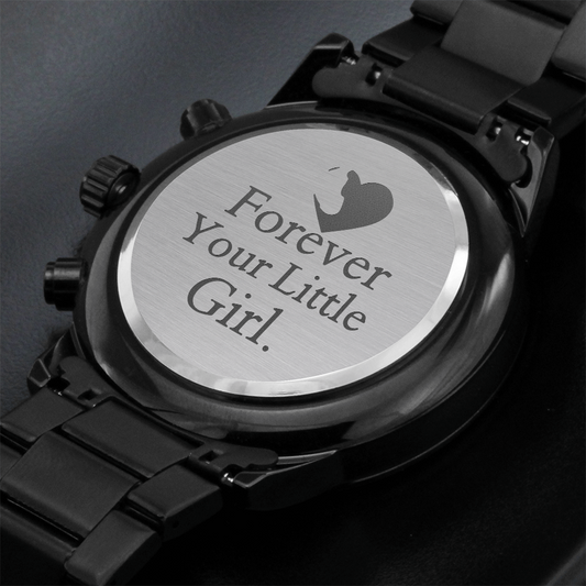 Engraved Black Chronograph Watch – ‘Forever Your Little Girl' Gift from Daughter to Father - GLiMOT