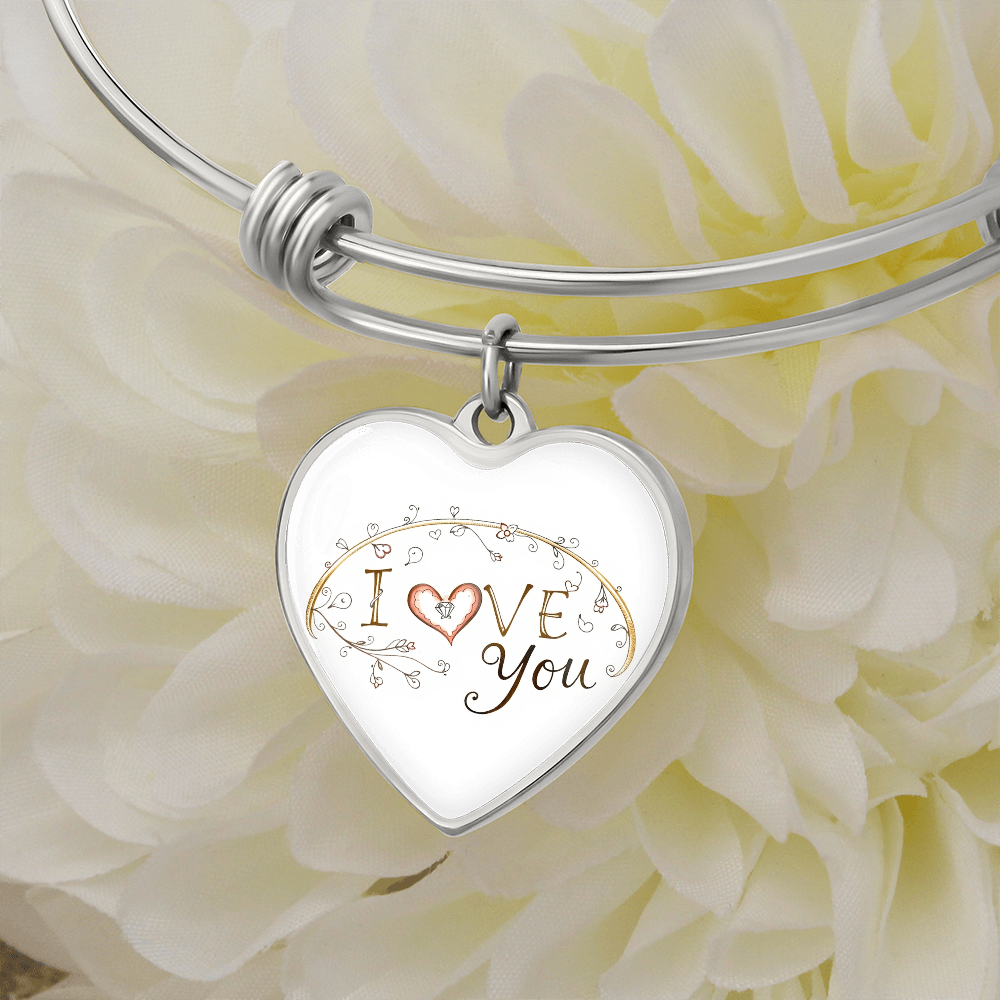 Luxury Heart Bangle - I Love You