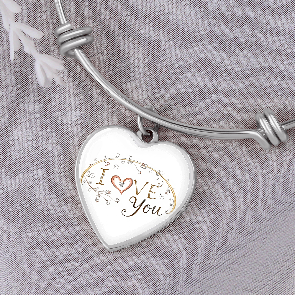 Luxury Heart Bangle - I Love You