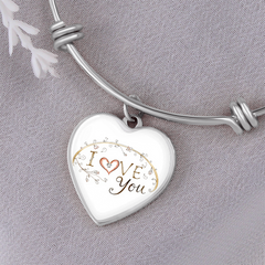 Luxury Heart Bangle - I Love You