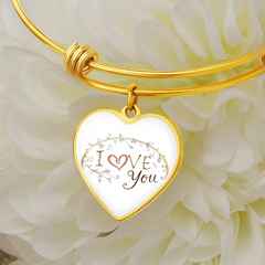 Luxury Heart Bangle - I Love You