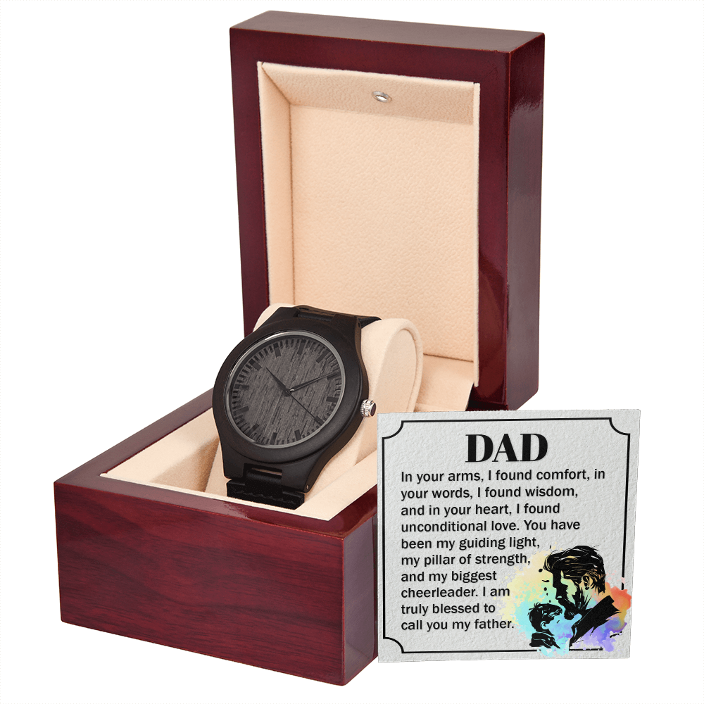"Gift for Dad. In your arms, I found Comfort." - Wooden Watch - GLiMOT