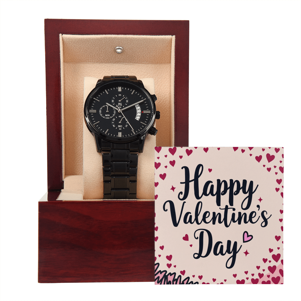 Black Chronograph Watch - Simple Valentine Gift for him - GLiMOT