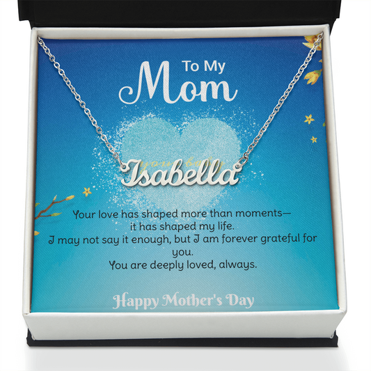 Personalized Name Necklace – Forever Grateful Custom Name Gift for Mom
