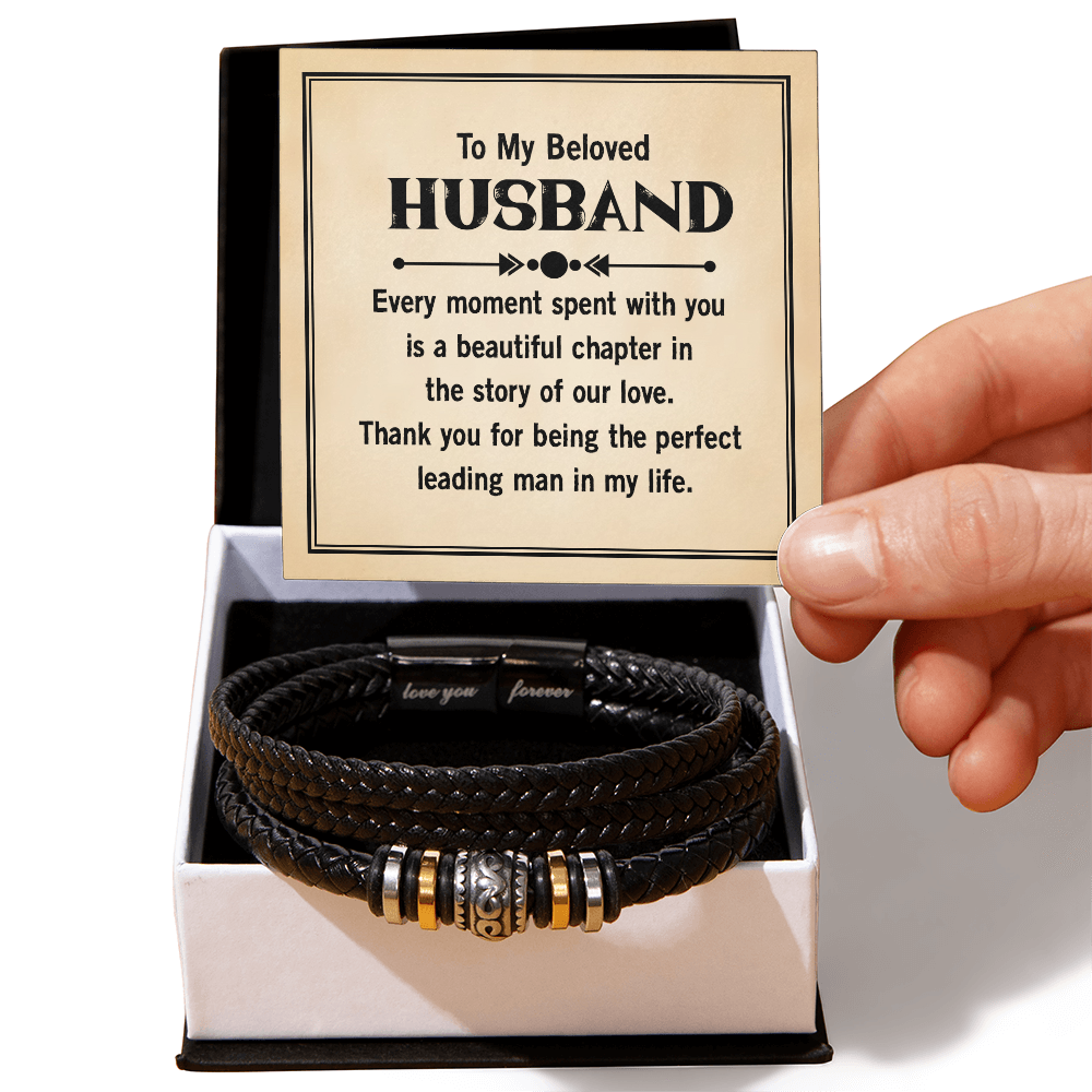 Men's "Love You Forever" Bracelet - To my Beloved Husband, Every moment spent with you is a beautiful chapter in the story of our love.