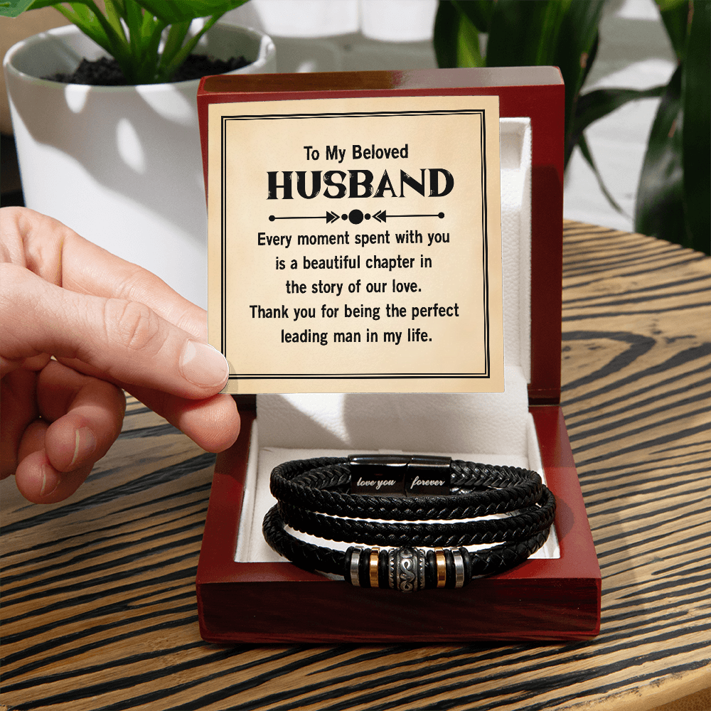 Men's "Love You Forever" Bracelet - To my Beloved Husband, Every moment spent with you is a beautiful chapter in the story of our love.
