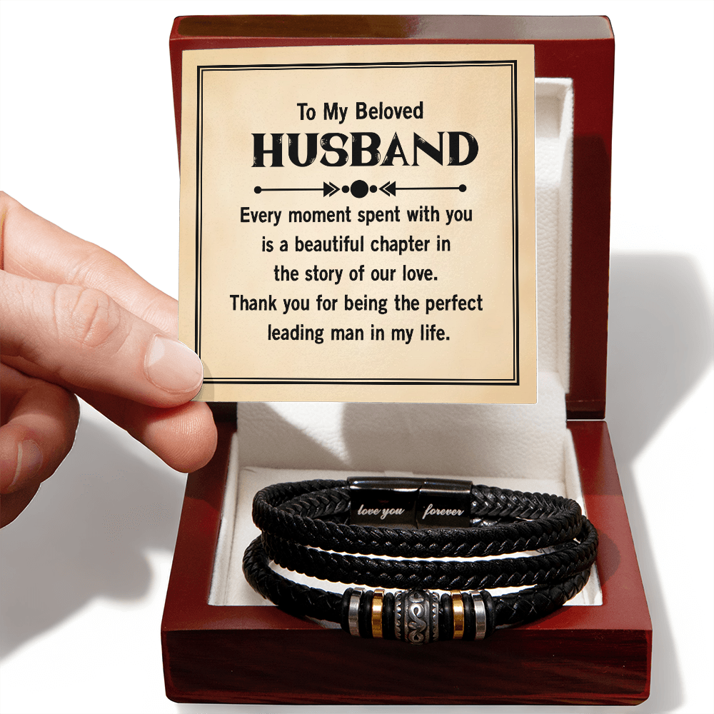 Men's "Love You Forever" Bracelet - To my Beloved Husband, Every moment spent with you is a beautiful chapter in the story of our love.