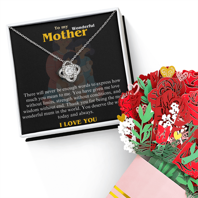 Forever Love Knot Necklace & Everlasting Flower Bouquet – A Heartfelt Gift for Mum