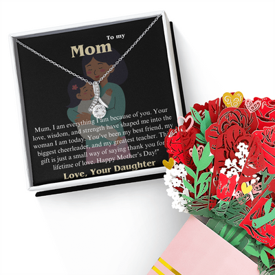 A Timeless Gift for Mum – Elegant Necklace & Everlasting Bouquet with a Heartfelt Message 💖🌸