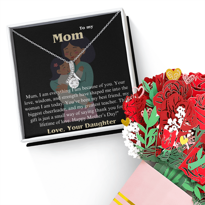 A Timeless Gift for Mum – Elegant Necklace & Everlasting Bouquet with a Heartfelt Message 💖🌸