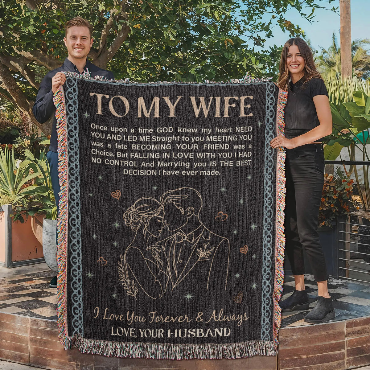To My Wife - Heirloom Woven Blanket - GLiMOT