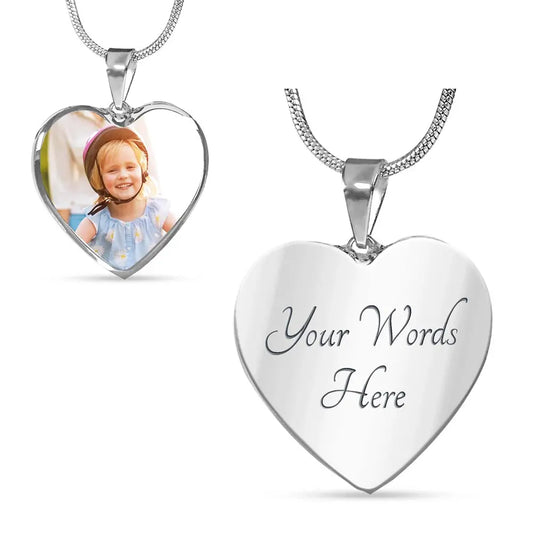 Custom Heart Necklace – Upload Your Image for Engraving - GLiMOT