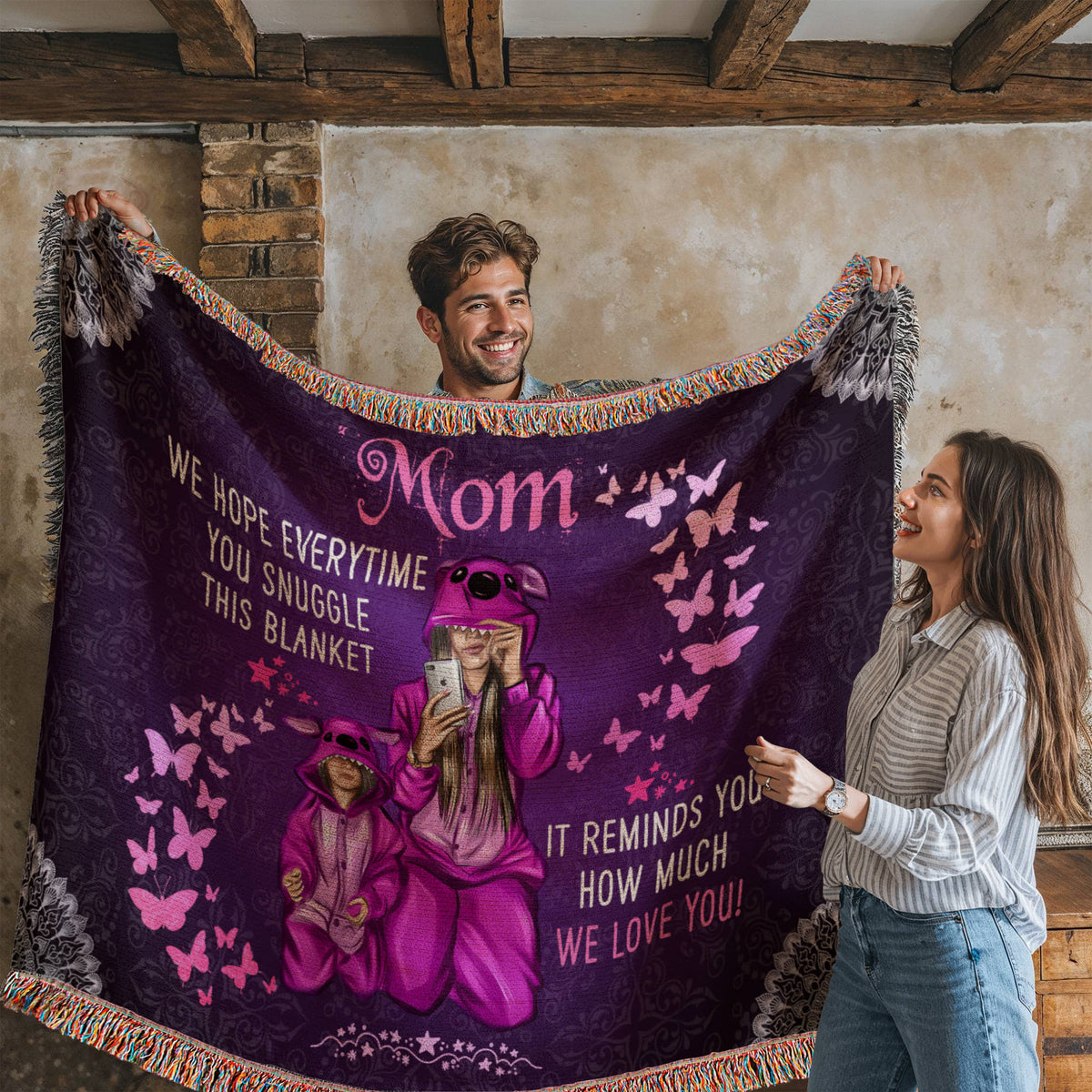 Cotton throw blanket gift for mom’s birthday- GLiMOT