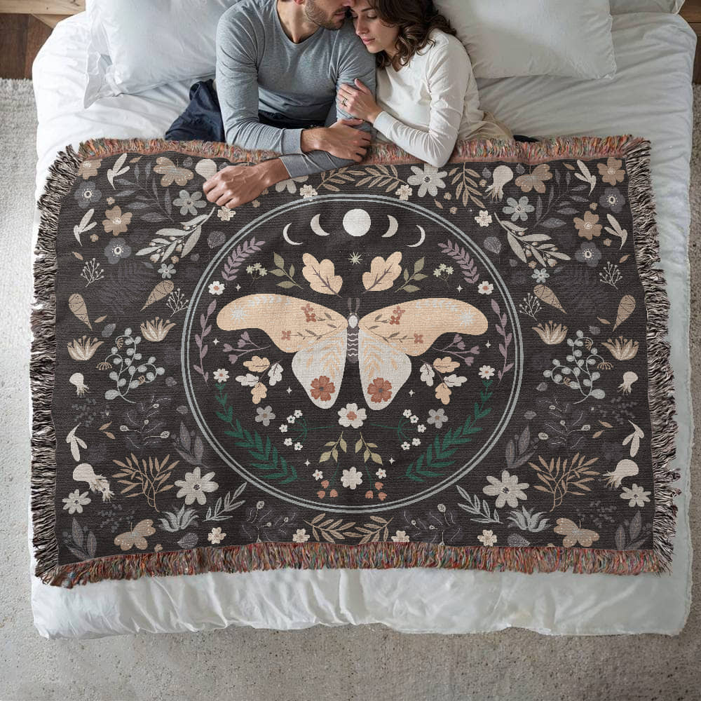 Butterfly woven blanket displayed as wall tapestry - GLiMOT