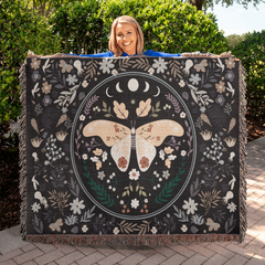 Butterfly design cotton throw blanket used for meditation space - GLiMOT