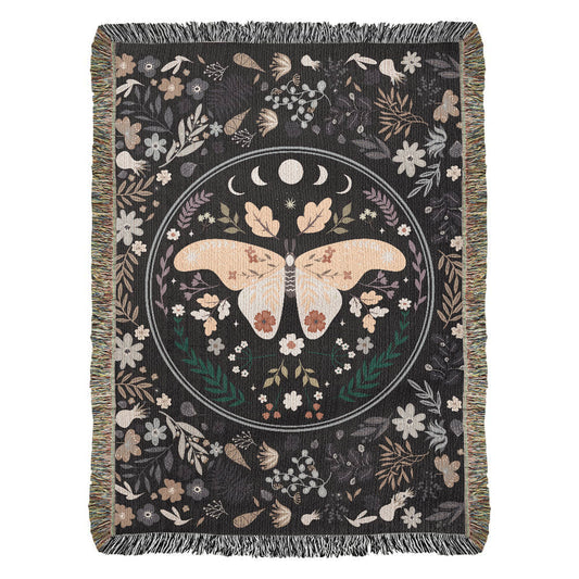 Butterfly woven blanket gift with heirloom photo design - GLiMOT