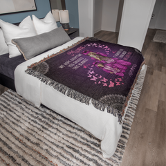 Cozy cotton throw blanket with butterfly accents and loving quote - GLiMOT