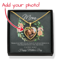 Heart Photo Pendant Necklace for Mothering sun and mother's day