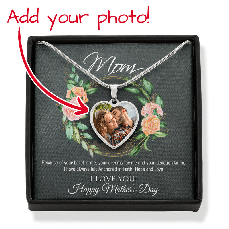 personalized photo heart necklace for mom