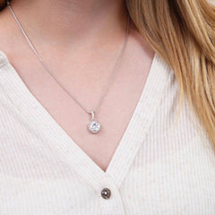 Sparkling CZ cushion-cut women’s necklace on adjustable box chain