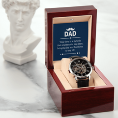 Father's Day gift set watch and sentimental melody cardYour Love is a Melody - Men's Mechanical Openwork Watch - GLiMOT