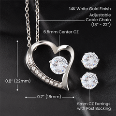 Heart-shaped pendant with CZ stones in 14K white gold - GLiMOT.COM