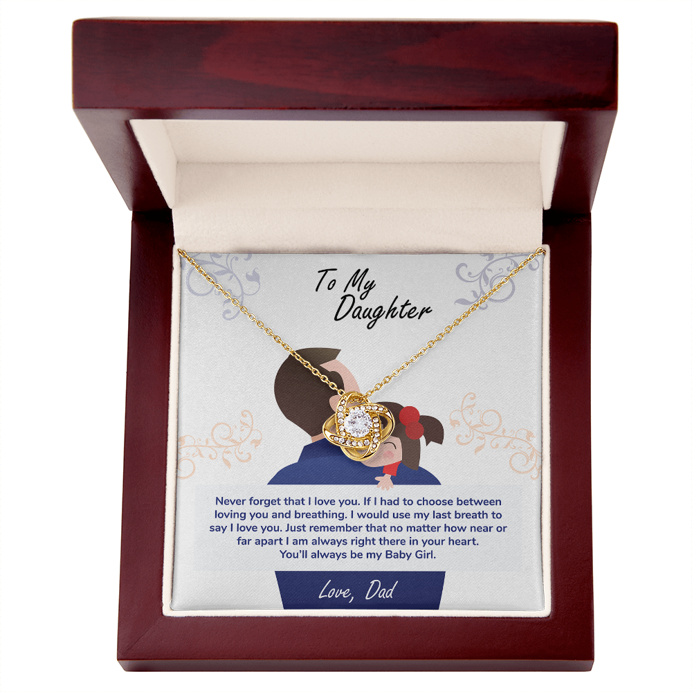 Mahogany-style luxury jewelry box with LED spotlight showcasing daughter gift necklace- GLiMOT.COM