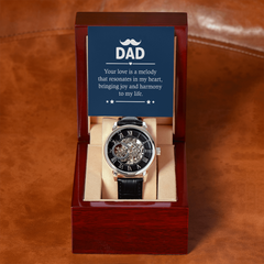 Gift for Dad. Stainless steel skeleton watch for dad birthday present - GLiMOT