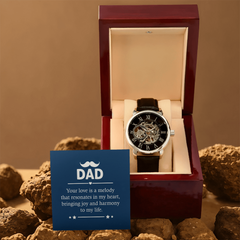 Mens automatic watch in luxury mahogany box with LED light. - GLiMOT