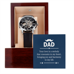 Men’s mechanical openwork watch gift for dad with skeleton dial. Your Love is a Melody -  GLiMOT