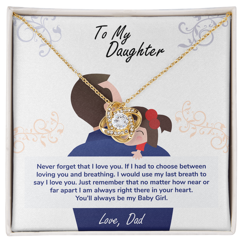 Sentimental necklace gift for daughter with message card saying ‘You’ll always be my Baby Girl - GLiMOT.COM