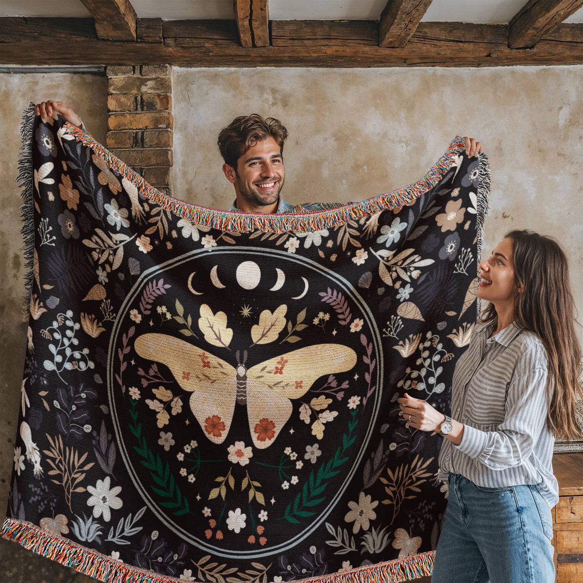 Butterfly woven blanket styled in modern minimalist pattern - GLiMOT