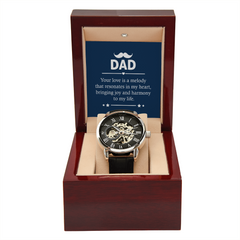 Gift for Dad. Stainless steel skeleton watch in a gift box. - Glimot