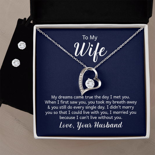 Romantic jewelry gift for wife – Forever Love necklace and earrings - GLiMOT.COM