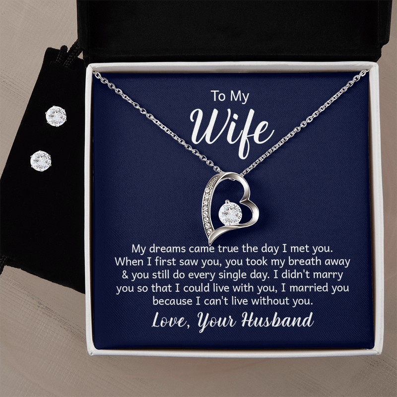 Romantic jewelry gift for wife – Forever Love necklace and earrings - GLiMOT.COM