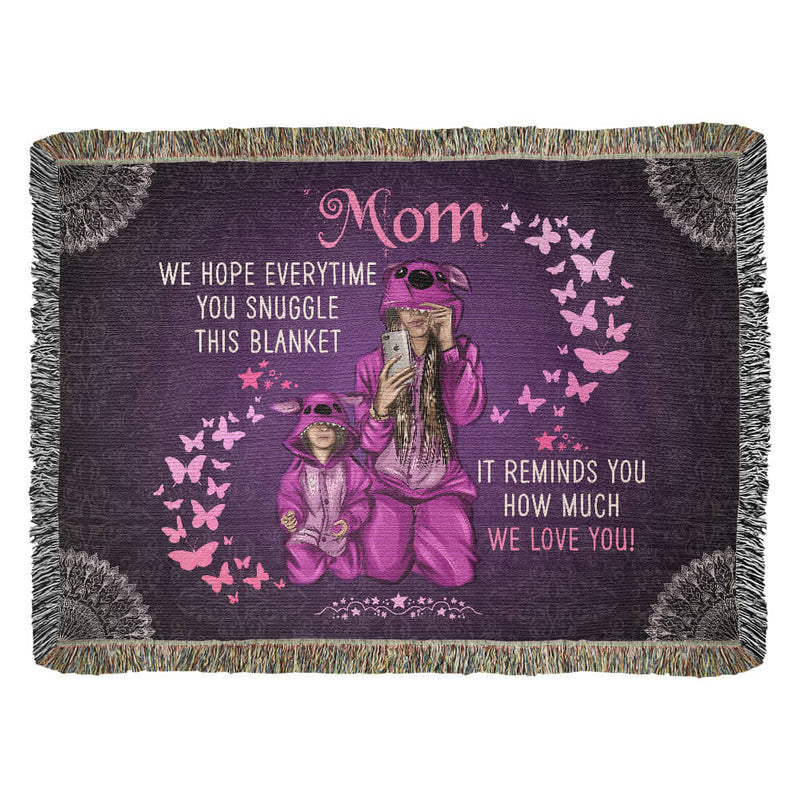 Heirloom Woven Blanket with heartfelt message- Reminds mom how much she is loved by her children - GLiMOT