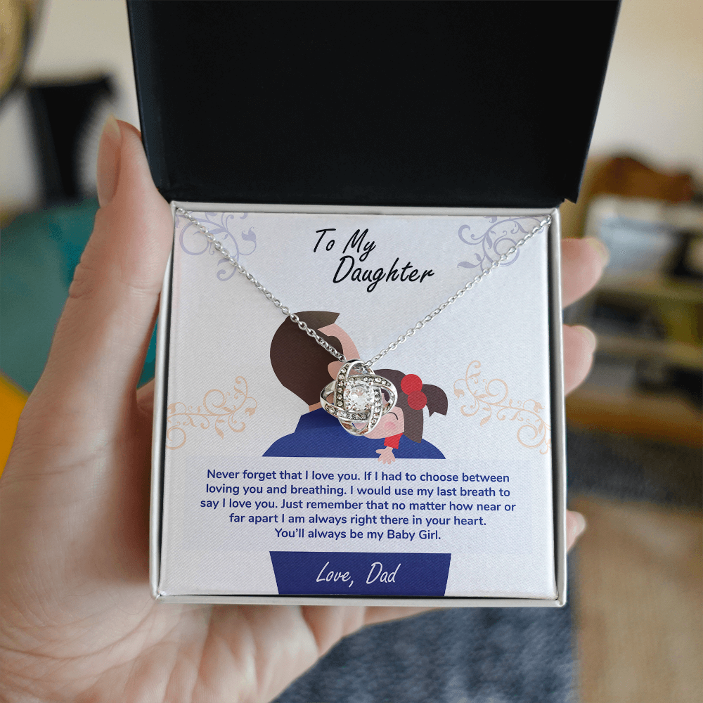 Love Knot Necklace gift for daughter displayed in jewelry box with heartfelt message card - GLiMOT.COM