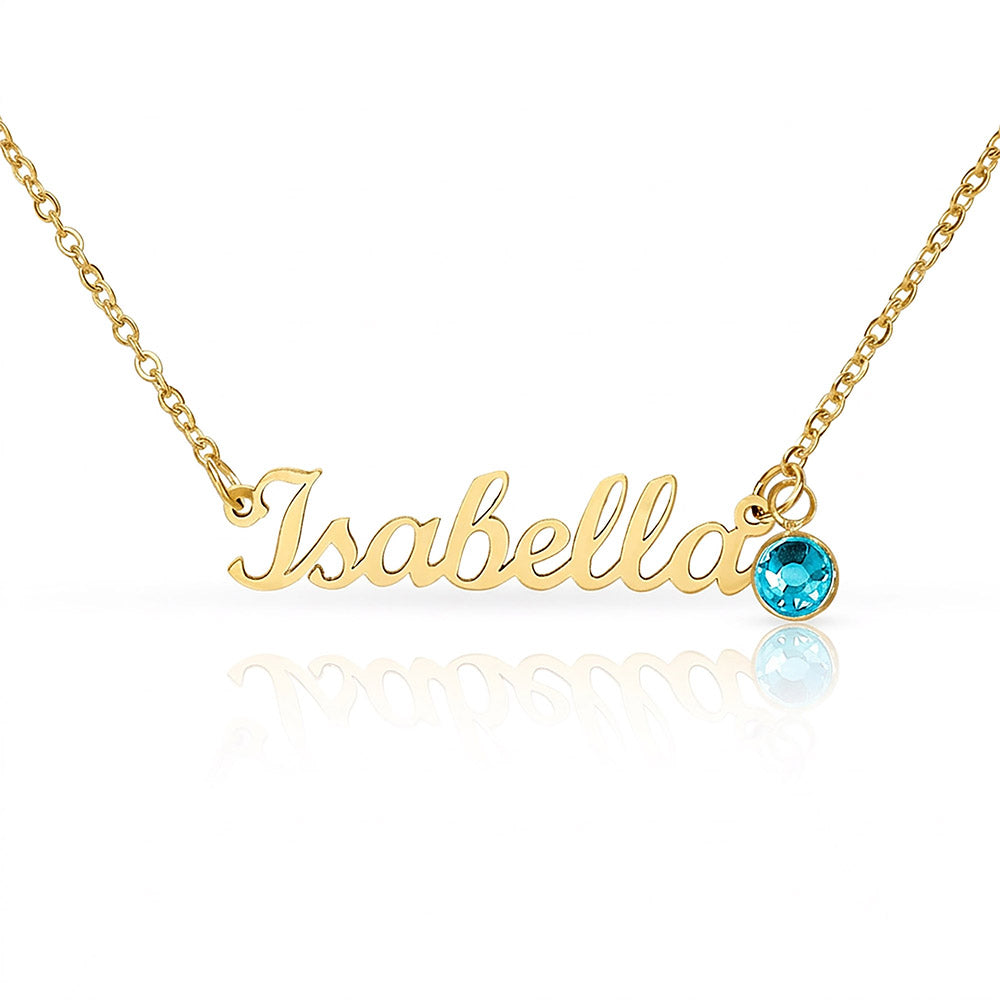 Custom Name Necklace with Birthstone