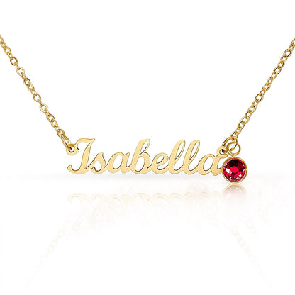 Custom Name Necklace with Birthstone