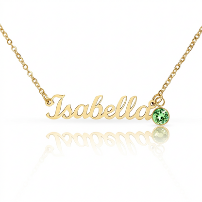 Custom Name Necklace with Birthstone