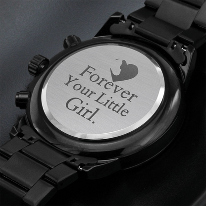 Engraved Black Chronograph Watch – ‘Forever Your Little Girl'  Gift from Daughter to Father - GLiMOT