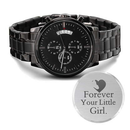 Engraved Black Chronograph Watch – ‘Forever Your Little Girl'  Gift from Daughter to Father - GLiMOT