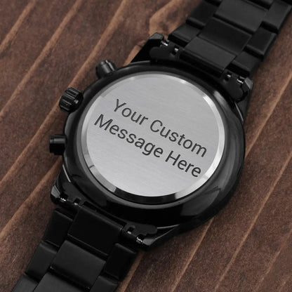 Customizable Engraved Black Chronograph Watch - GLiMOT