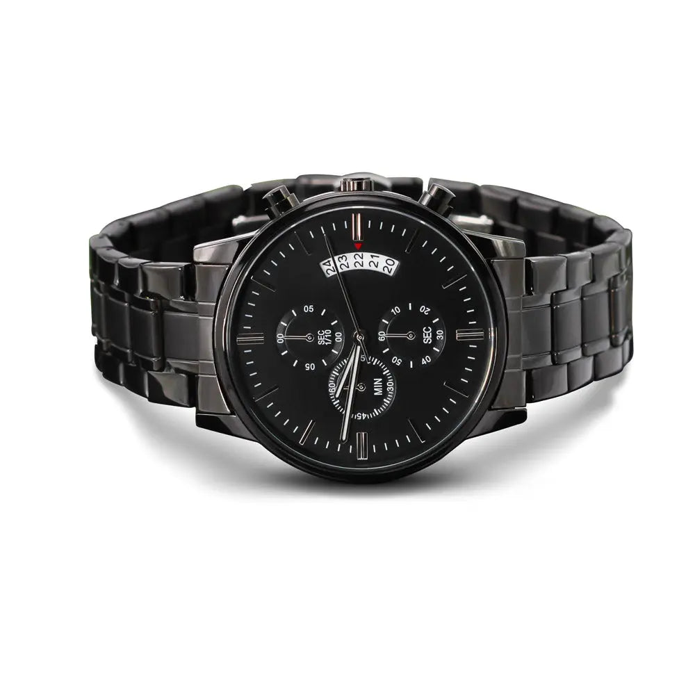 Customizable Engraved Black Chronograph Watch - GLiMOT