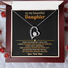 Dad to Daughter: "My Love Will Always Follow" Dazzling Heart Necklace