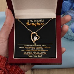 Dad to Daughter: "My Love Will Always Follow" Dazzling Heart Necklace