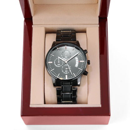 Engraved Black Chronograph Watch – "My Hero, My Dad, Always" Timeless Gift for Father's Day - GLiMOT