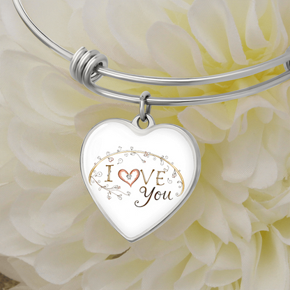 Luxury Heart Bangle - I Love You - GLiMOT
