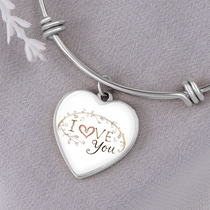 Luxury Heart Bangle - I Love You - GLiMOT