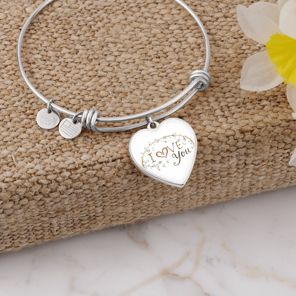 Luxury Heart Bangle - I Love You - GLiMOT